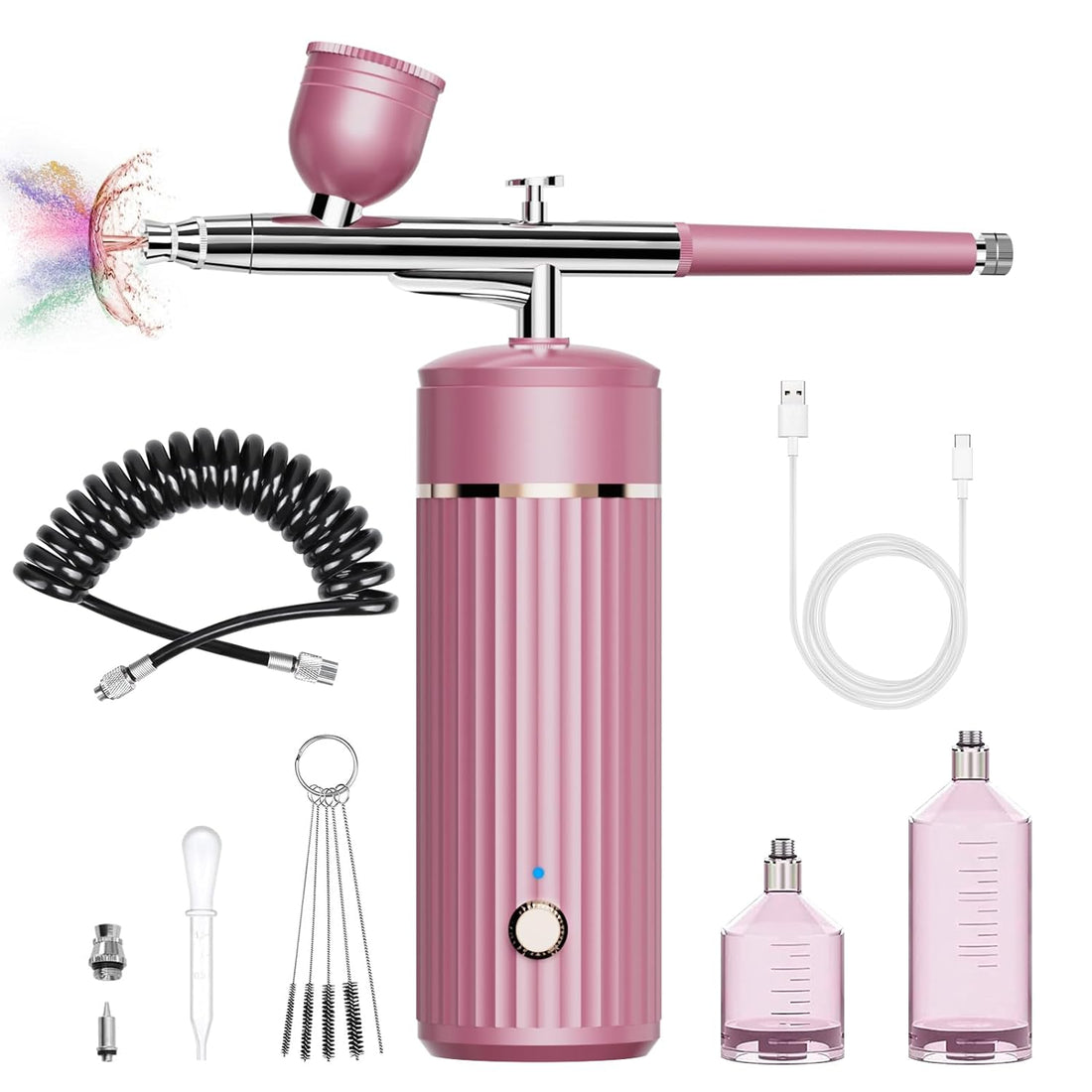 Airbrush Rechargeable Cordless Airbrush-Kit Compressor - 30PSI High Pressure Airbrush Gun with Hose Wireless Air Brush for Painting,Makeup,Barber, Nail Art, Cake Decor