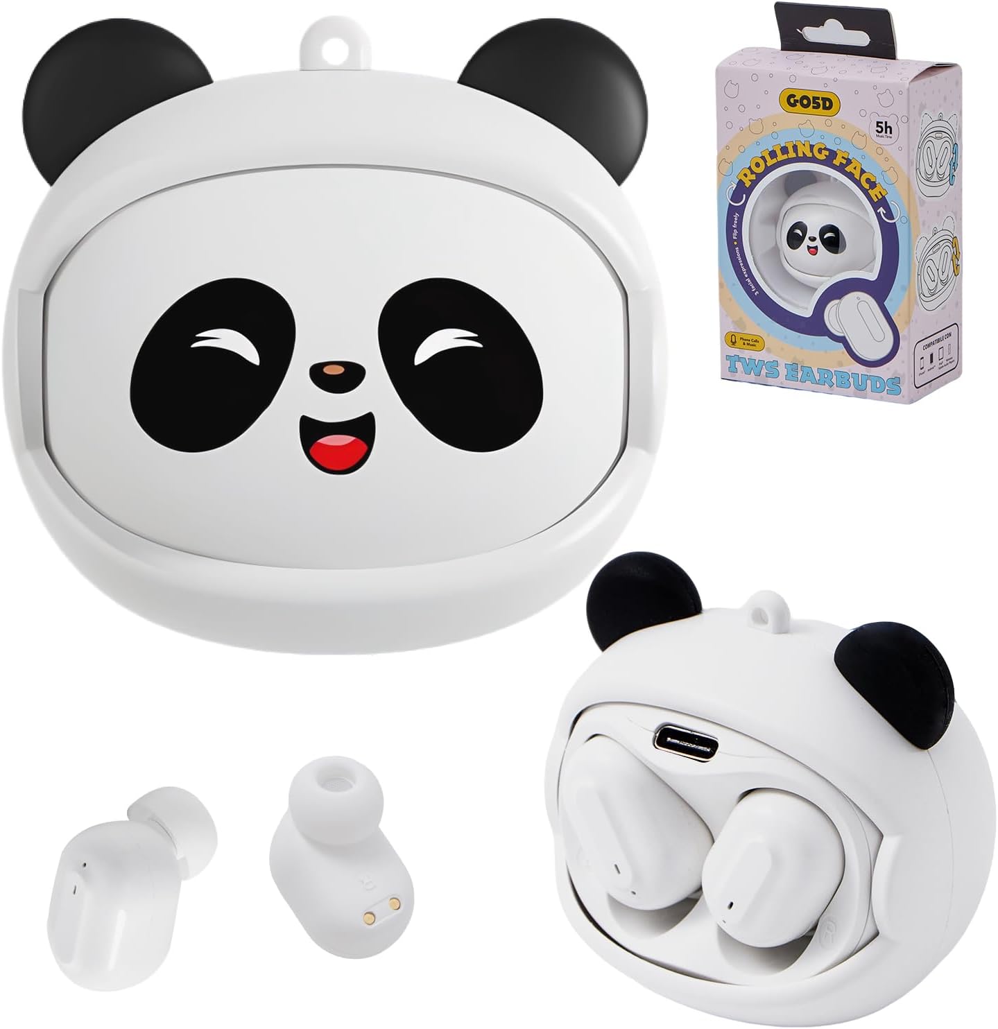Kids Wireless Earbuds with Rotating Chaging Case Wireless – Front View