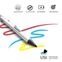 USI Stylus Pen for Chromebook 4096 Levels Pressure, Rechargeable Active Digital Pen Compatible with HP, ASUS Chromebook C436, Lenovo Chromebook, Palm Rejection with 3 Extra Pen Tips