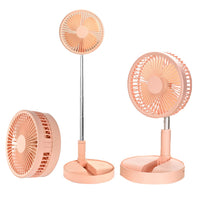 SDYXJ Portable Fan Rechargeable, Stand & Table fan Folding Telescopic & Adjustable Height for Office Home Outdoor Camping (pink)