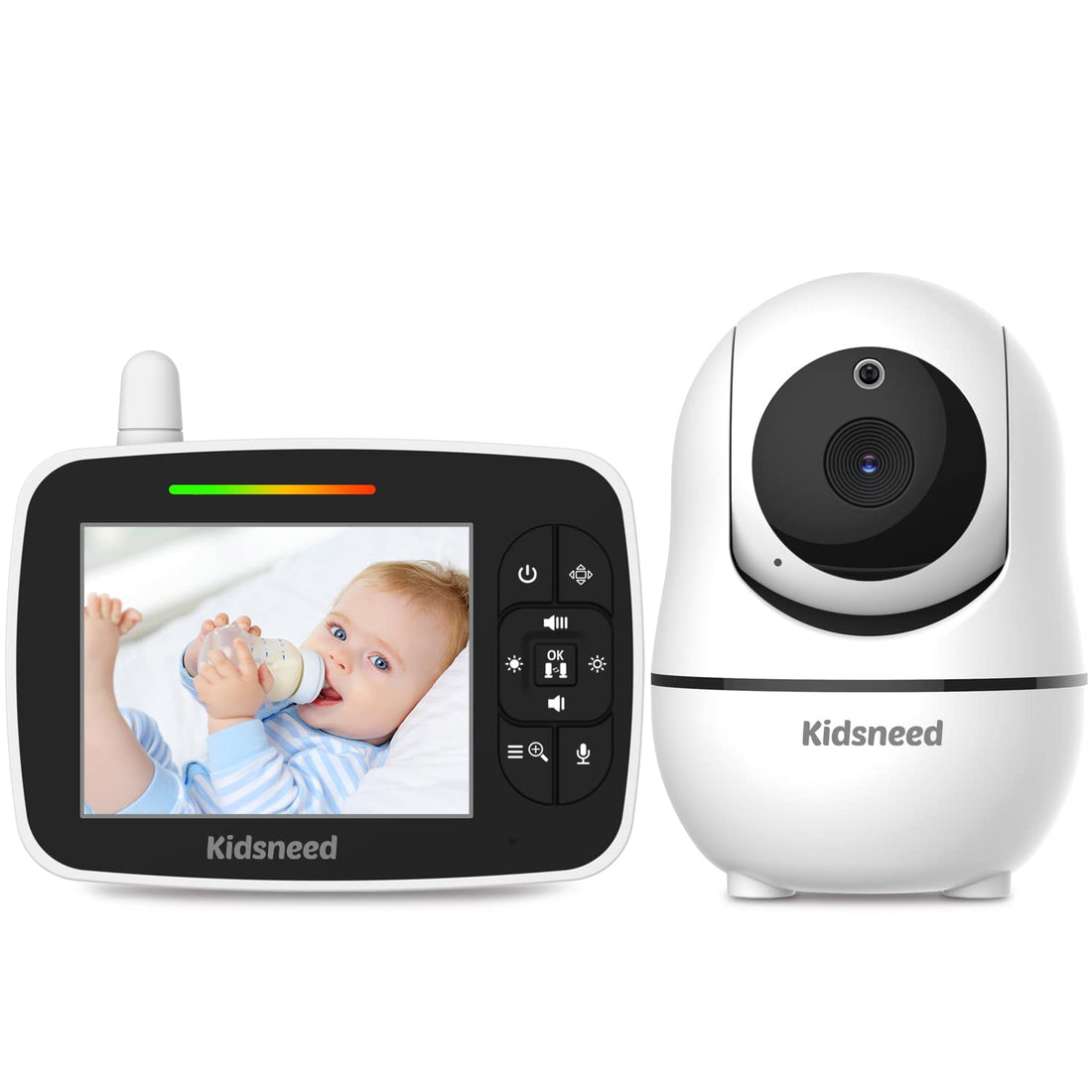Baby Monitor, 3.5" Screen Video Baby Monitor with Camera and Audio, 2 Zoom in, Night Vision, VOX Mode, Temperature Monitoring, Lullabies, 2-Way Talk, Feeding Alarm Clock