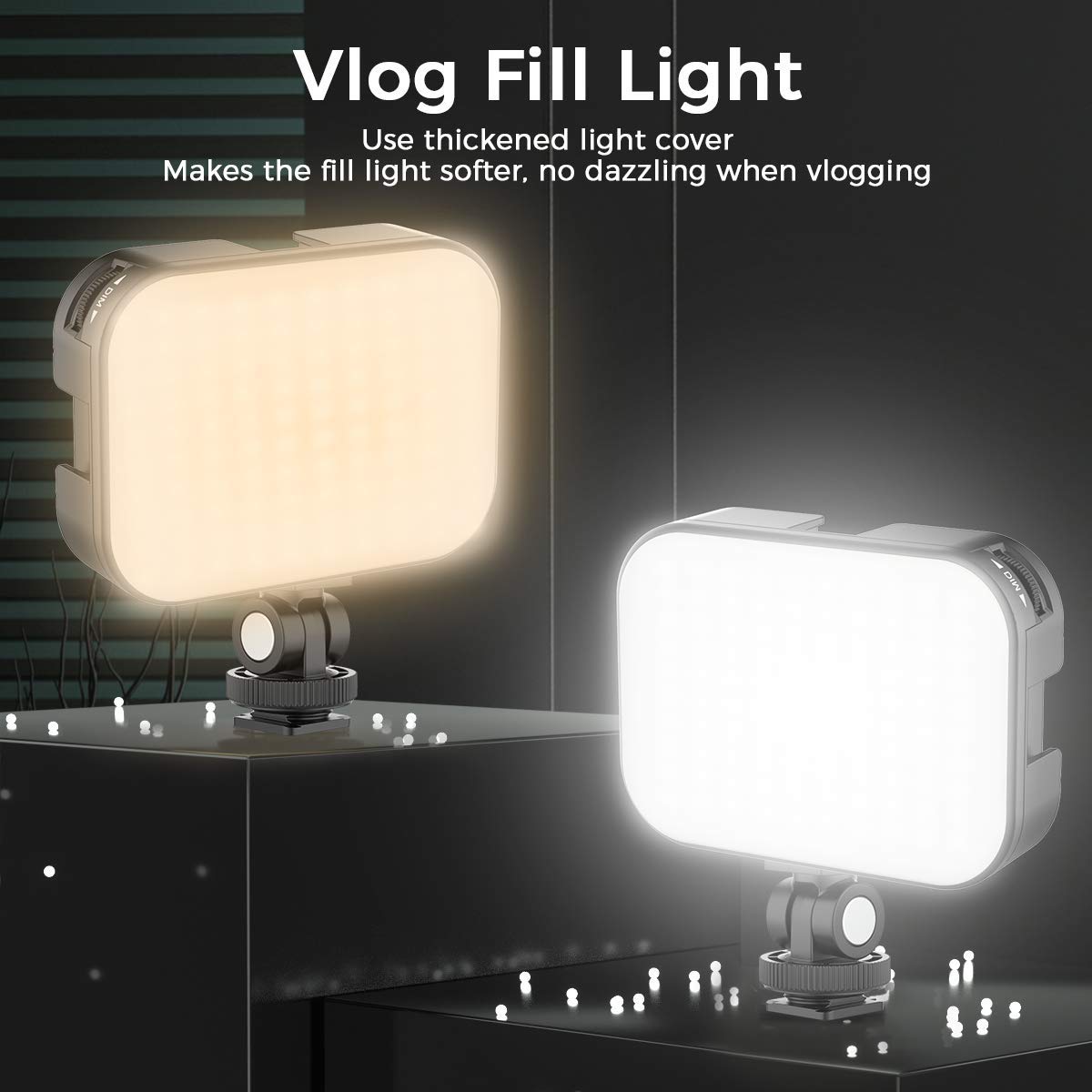 VIJIM VL100C Bi-Color LED Video Light on Camera with Adjustable Stand, Mini Rechargeable 2000mAh LED Camera Lights,CRI95+ Dimmable 2500-6500K Ultra Bright Photo and Video Lighting,LED Fill Lamp