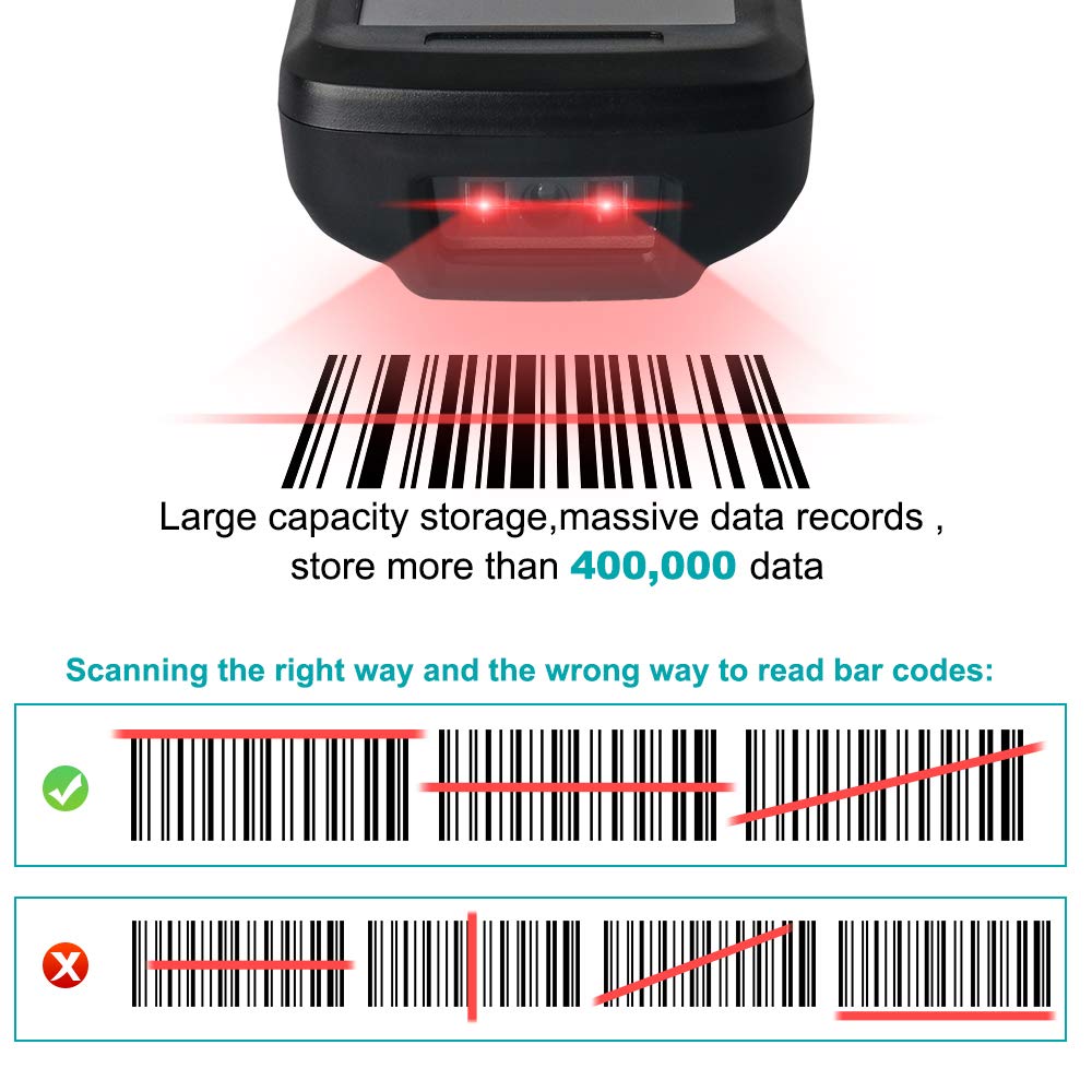 DINGYU Barcode Scanner Wireless 1D Data Collector Portable Inventory Scanner with TFT Color LCD Screen Cordless Handheld PDT Reader for Store, Supermarket, Warehouse