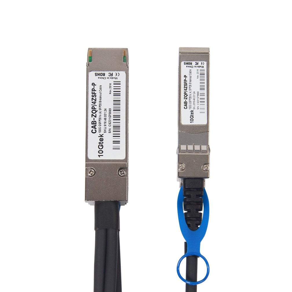 10Gtek 100Gb/s for Arista CAB-Q-4S-100G-2M, QSFP28 to 4X 25G SFP28 Breakout DAC, 2-Meter