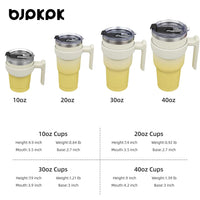BJPKPK 30oz Tumbler With Handle Insulated Tumbler Cups With Lid And Straw Reusable Stainless Steel Double Wall Travel Mugs,Lemon