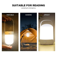 LED Camping Light | Portable Rechargeable Bed Reading Light | Dimmable Night Light | Handheld Led Outdoor Lantern with Hook for Reading Indoors or Camping, Hiking, Fishing, Emergency Outdoors