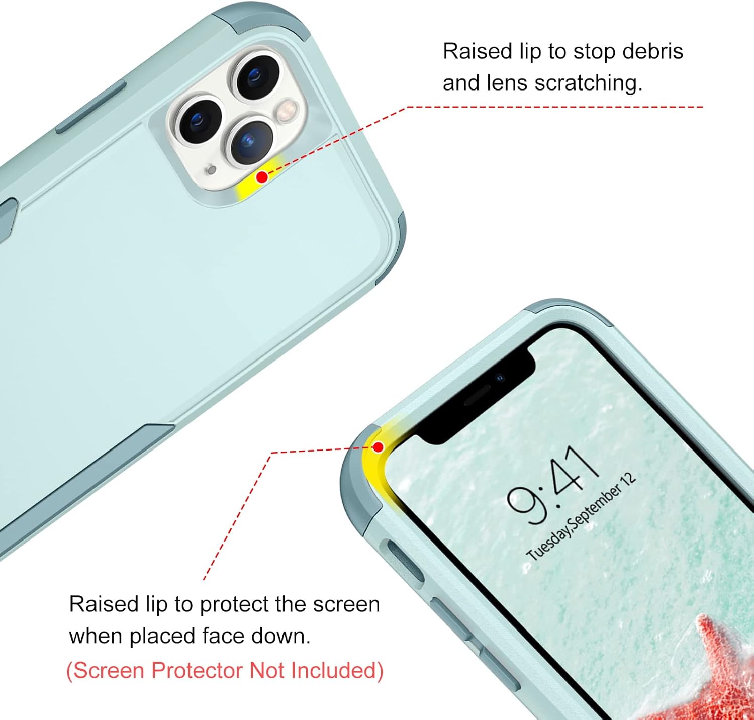 BENTOBEN iPhone 11 Pro Max Cases, 3 in 1 Heavy Duty Rugged Hybrid Shockproof Hard PC Soft TPU Bumper Non-Slip Protective Girls Women Boy Men Cute Cases Cover for iPhone 11 Pro Max 6.5 Inch, Mint Green