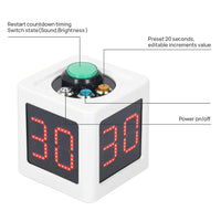 Cube Timer, Adjustable Brightness 1.4in HD Display Digital Shot Timer for Private Poker (White)