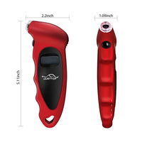 JUSTTOP 2 Pack Digital Tire Pressure Gauge, 150PSI 4 Setting for Cars, Trucks and Bicycles, Backlit LCD and Anti-Skid Grip for Easy and Accurate Reading(Red)