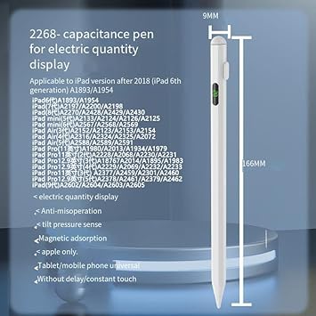Applicable Apple iPad A Stylus iPad 10th 9th 8th 7th 6th Gen Palm Recired Applicable Apple Pencil Second Generation Compatibility 2018-2022 iPad Mini 6th 5th Air 5th 4th 3th iPad Pro Apple Pen Stylus