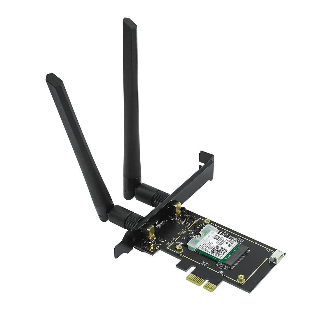 QFly PCIe WiFi 6E Card BT 5.3,Intel AX210 Chipset,Wireless WiFi Card Up to 5400Mbps(6GHz/5GHz/2.4GHz), Tri-Band WiFi Adapter mit OFDMA, Ultra-Low Latency, Supports Windows 11, 10 (64bit)