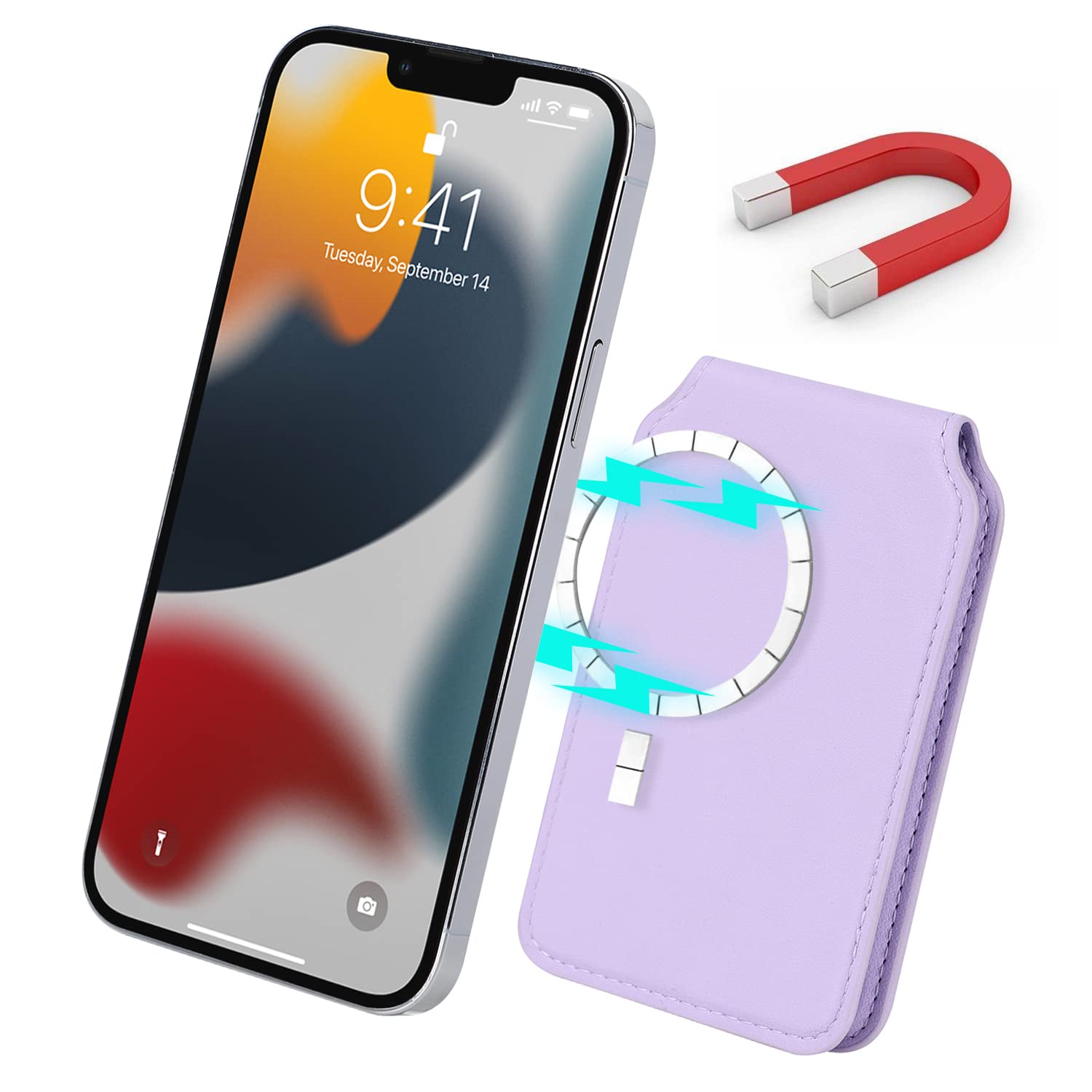 Cavor Magsafe Wallet for Apple Wallet Magsafe Magnetic Phone Magsafe Wallet 14 Pro Max/14 Pro/15/14 Plus/13/12 MagSafe Card Holder,Phone Wallet,Phone Case Credit for iPhone 15/13/12,Purple