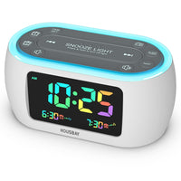 HOUSBAY Glow Small Colorful Alarm Clock Radio with Rainbow Digit, 7 Color Night Light with ON/Off Options, Dual Alarm, Dimmer, FM Radio with SleepTimer for Bedrooms