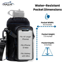 Arca Gear 64 oz Hydro Carrier - Insulated Water Bottle Sling w/Carry Handle, Shoulder Strap, Wallet and Two Pouches - The Perfect Flask Accessory