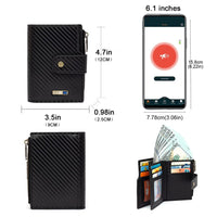 Anti-Lost Bluetooth Wallet Tracker Finder Slim Trifold Cowhide Trackerable Mens Leather Wallet with GPS Position Locator Gift Zipper Coin Pocket