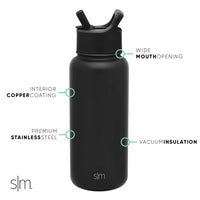 Simple Modern Water Bottle with Straw Lid Vacuum Insulated Stainless Steel Metal Thermos Bottles | Reusable Leak Proof BPA-Free Flask for Gym, Travel, Sports | Summit Collection | 32oz, Marble