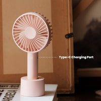 AISOLOVE Handheld Fan, Portable Fan with Fan Stand, USB Rechargeable Personal Fan with 3 Speed for Travel, Outdoor, Indoor, Commute, Office-White