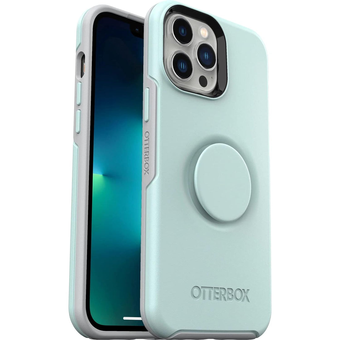 OtterBox + Pop Symmetry Series Case for iPhone 13 Pro Max & iPhone 12 Pro Max (Only) - Non-Retail Packaging - Tranquil Waters (Light Teal/Grey)