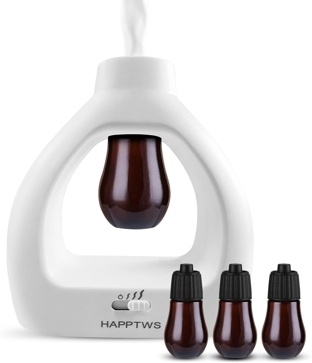 HAPPTWS Waterless Essential Oil Diffuser - 3 Time Settings, Adjustable Mist, Rechargeable & Portable - Ideal for Bedroom, Yoga Room, Office