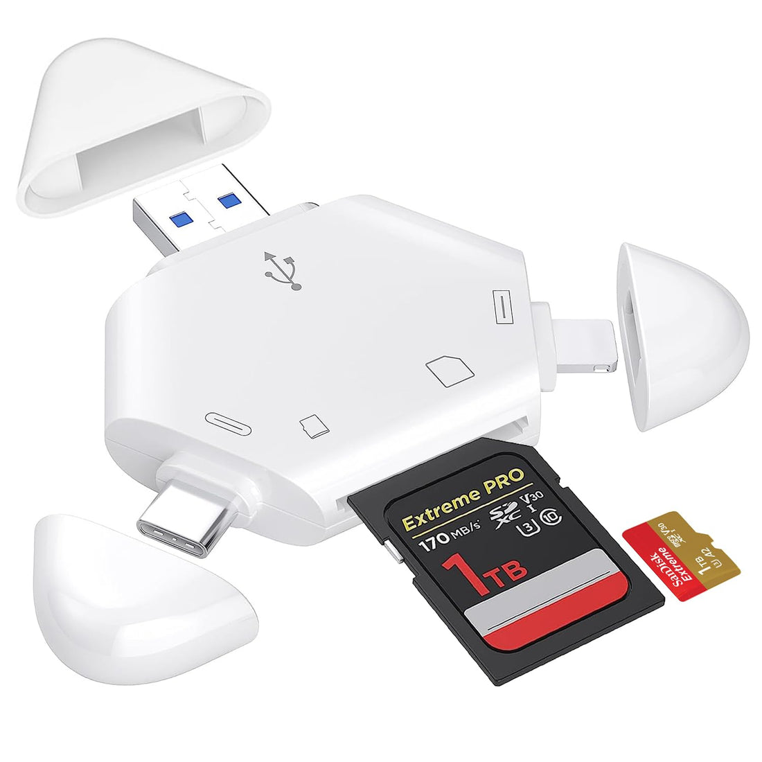 3-in-1 Portable SD Memory Card Reader : Lightning-Fast Data Transfer, Simplicity at Your Fingertips - Compact Flash Card Reader, sd Card Reader USB c - Micro sd Card Reader - Card Reader