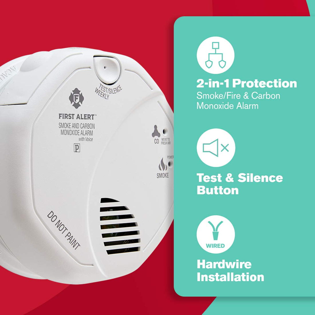 First Alert BRK SC7010BV Hardwired Talking Photoelectric Smoke and Carbon Monoxide Alarm