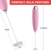 Frother for Coffee, Frother Handheld, Milk Frother, Upgraded Matcha Whisk Drink Mixer Electric Mini Whisk Hand Frother Mini Foamer Coffee Mixer for Lattes Cappuccino Frappe Matcha Hot Chocolate, Pink