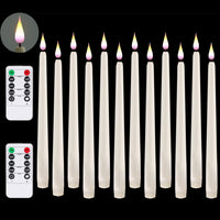 Kiexung Flameless Window Candle, Cone Battery Powered, Remote Control Timed Waterproof Candle, LED Ivory Set of 10 with Silver Candle Holder, Real Flame Simulation, Wedding Festive Home Decor