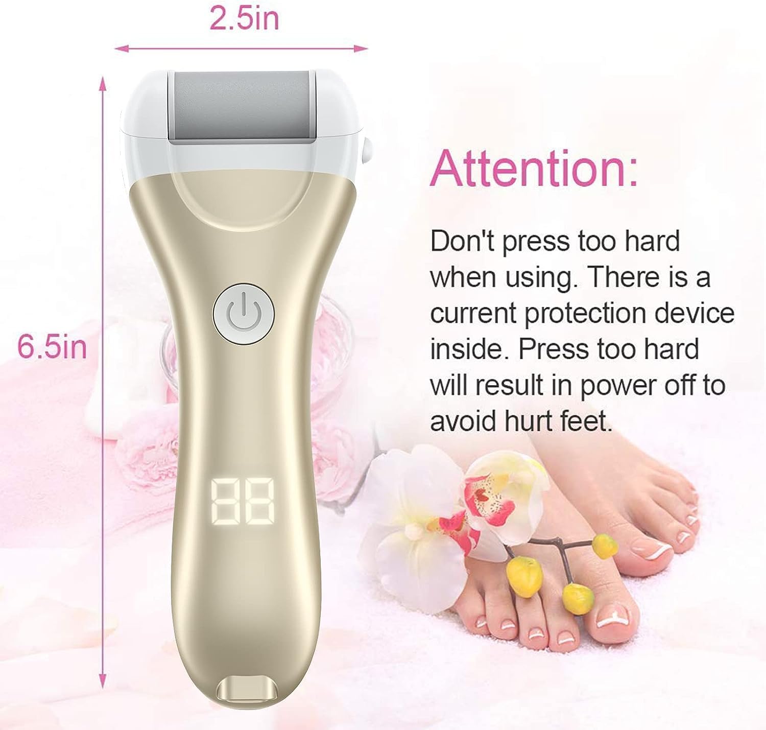 Foot Scrubber Electric Callus Remover, 18-in-1 Rechargeable Electric Foot File Hard Skin Remover IPX7 Waterproof Pedicure Tool with 3 Roller Heads and 2 Speeds for Dead Skin Remover Cracked Heels