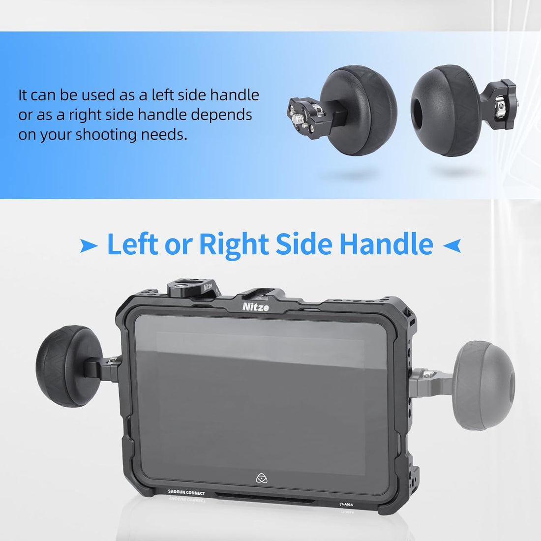 Nitze Ball Side Handle with 1/4” Screw and Detachable Locating Pins for Camera Cage and Monitor Cage, Locating Pins Side Handle with Different Colored Rubber Rings - PA33D