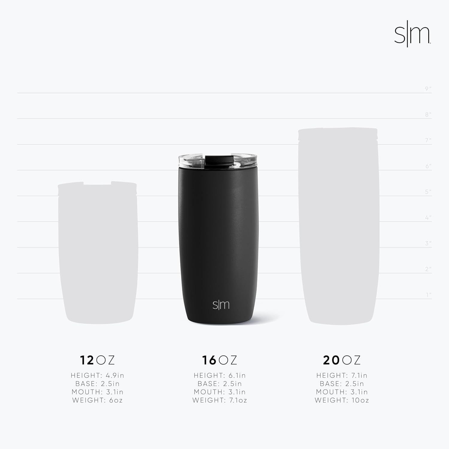 Simple Modern 16oz Voyager Travel Mug Tumbler w/Clear Flip Lid & Straw - Coffee Cup Vacuum Insulated Flask 18/8 Stainless Steel Hydro Water Bottle -Midnight Black