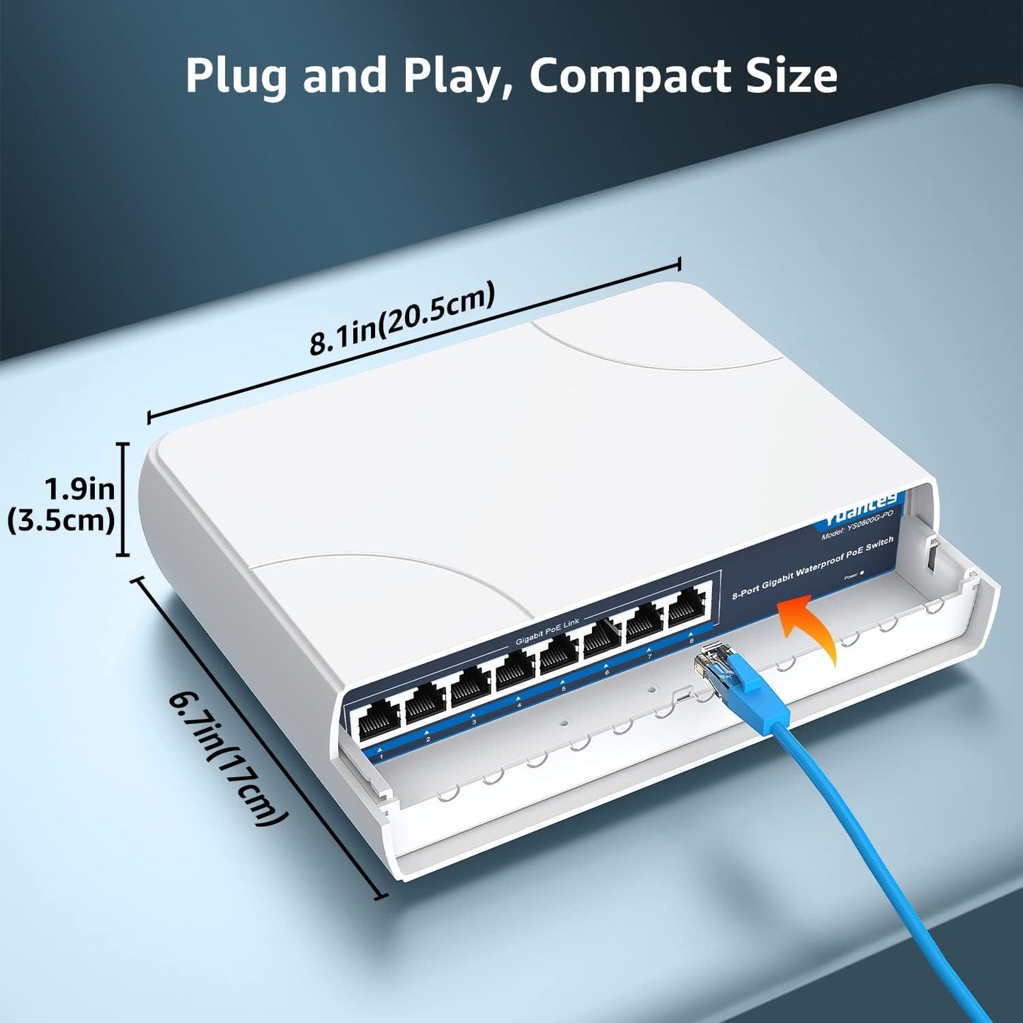 YuanLey 8-Port PoE Switch Gigabit- Waterproof Outdoor – Packaging