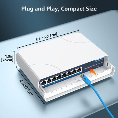 YuanLey 8-Port PoE Switch Gigabit- Waterproof Outdoor – Packaging