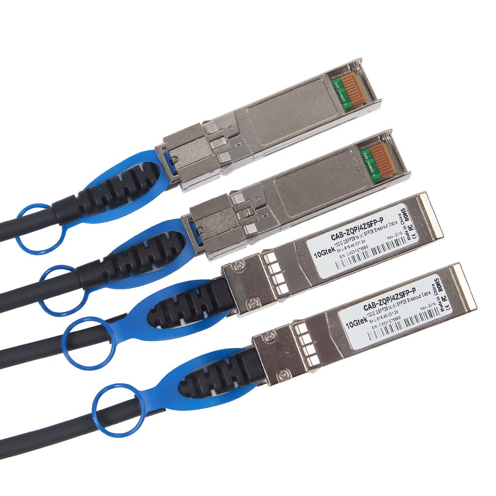 10Gtek 100Gb/s for Arista CAB-Q-4S-100G-2M, QSFP28 to 4X 25G SFP28 Breakout DAC, 2-Meter