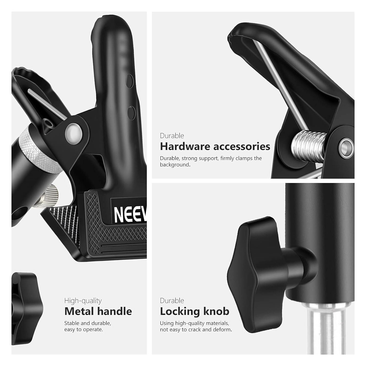 Neewer 3 Pieces Photo Studio Heavy Duty Metal Clamp Holder with 5/8-inch Tripod Light Stand Attachment for Reflector
