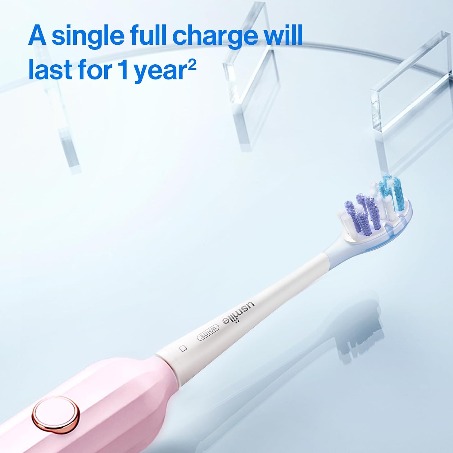 usmile Sonic Electric Toothbrush Sonic Toothbrush, USB Rechargeable Sound Electric Toothbrush for Adults and Children with 3 Modes & Timer, 1 Charge Enough for 6 Months, Y1S Pink