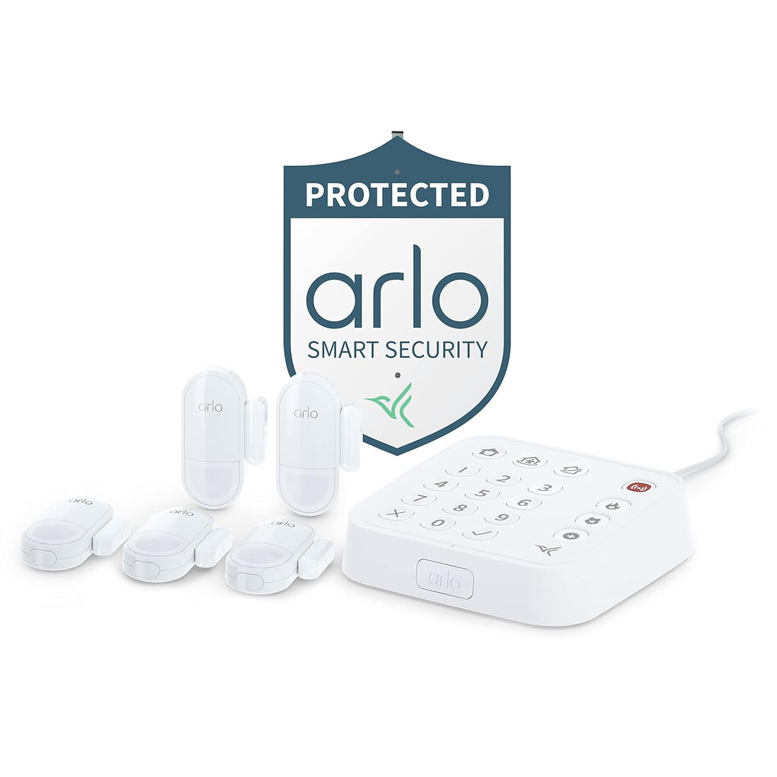 Arlo Home Security System - Wired Keypad Sensor Hub, (5) 8-in-1 Sensors, Yard Sign, 24/7 Professional Monitoring- No Contract Required, DIY Installation, Alarm System for Home Security - SS1501