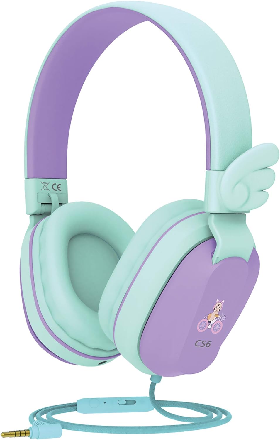 Riwbox Kids Headphones Wired,CS6 Stereo Sound Foldable Headphones for Kids Over Ear Toddler Headphones with Mic and Volume Control Compatible for Smartphones, PC and Tablets