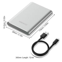 HWAYO 160GB Portable External Hard Drive, USB3.1 Gen 1 Type C Ultra Slim 2.5'' HDD Storage Compatible for PC, Desktop, Laptop, Mac, Xbox One (Silver)