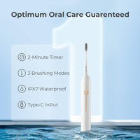 Usmile Electric Toothbrush, USB Rechargeable Sonic Electric Toothbrush for Adults, Whitening Toothbrush with Pressure Sensor, 4-Hour Fast Charge for 6 Months, P1 White