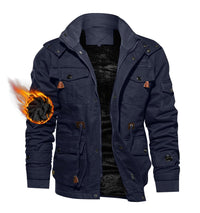 TACVASEN Men's Casual Winter Cotton Military Jacket Thicken Hooded Cargo Coat Navy, US L/Tag 4XL
