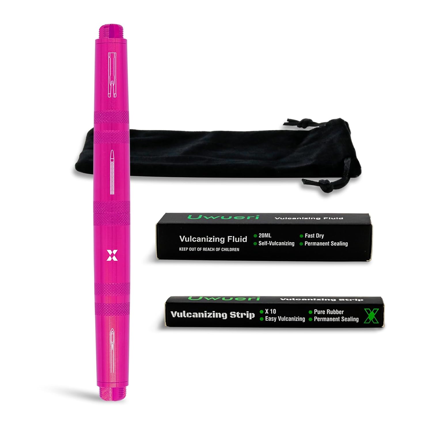 Uwueri Compact Tire Repair Kit for Motorcycle (Pink)