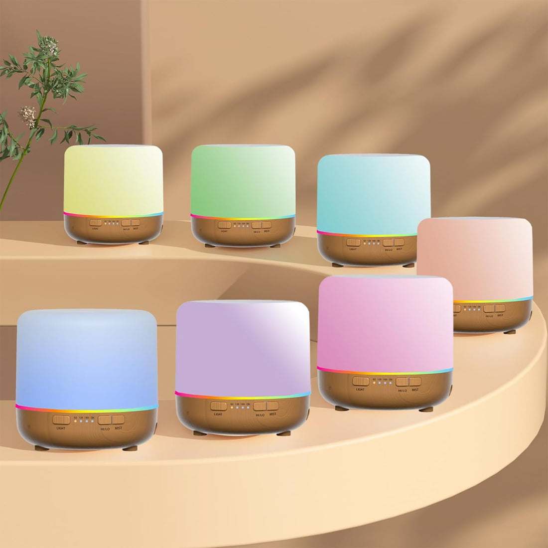Small Diffusers 200ml Colorful Essential Oil Diffuser with Adjustable Mist Mode,Auto Off Aroma Diffuser for Bedroom/Office/Home (Yellow+Lemongrass)