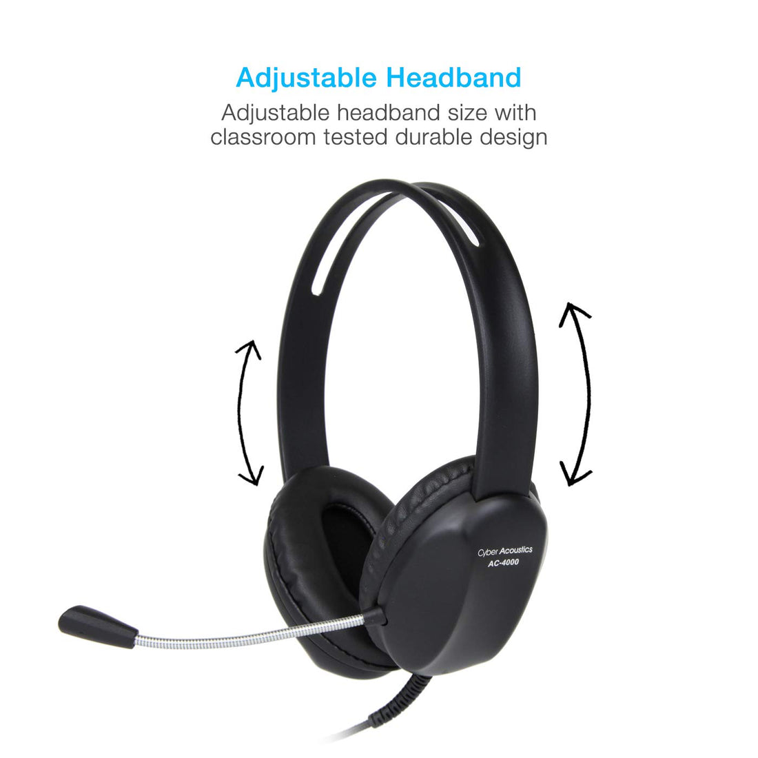Cyber Acoustics 3.5mm Stereo Headset with Headphones and Noise Cancelling Microphone for Pcs, Tablets, and Cell Phones in The Office, Classroom or Home (AC-4000)