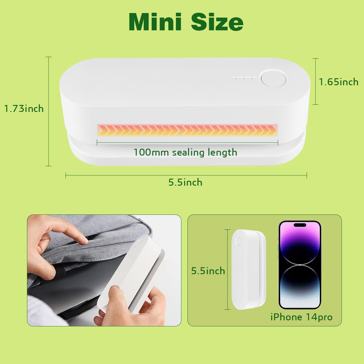 Mini Bag Sealer, 3 in 1 Heat Sealer,Handheld Heat Vacuum Sealer with 3 Modes Thin, Medium And Thick bags Built-in 3000mAh Batteries Portable Resealer Machine for Plastic Bags Food Storage Snacks