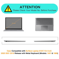 MOSISO Case Compatible with Surface Laptop 5/4/3 13.5 inch 2022 2021 2019 Release with Metal Keyboard (Models: 1951 & 1868), Protective Glitter Sparkly Plastic Hard Shell Case Cover, Transparent