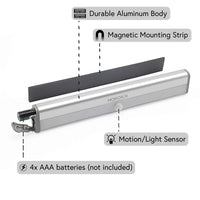 HOKOILN Stick-on 10 LED Motion Sensor Wireless Battery Operated Night Light for Closet Cabinet Wardrobe Bar, Stairs (White) - Pack of 3