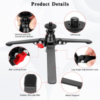 Koolehaoda Desktop Tripod Mini Tripod Universal 3-Foot Monopod Support Base Stand Unipod Support with 3/8" Screw for Monopods Ballhead DSLR Camera. Max Load 30kg / 66lbs