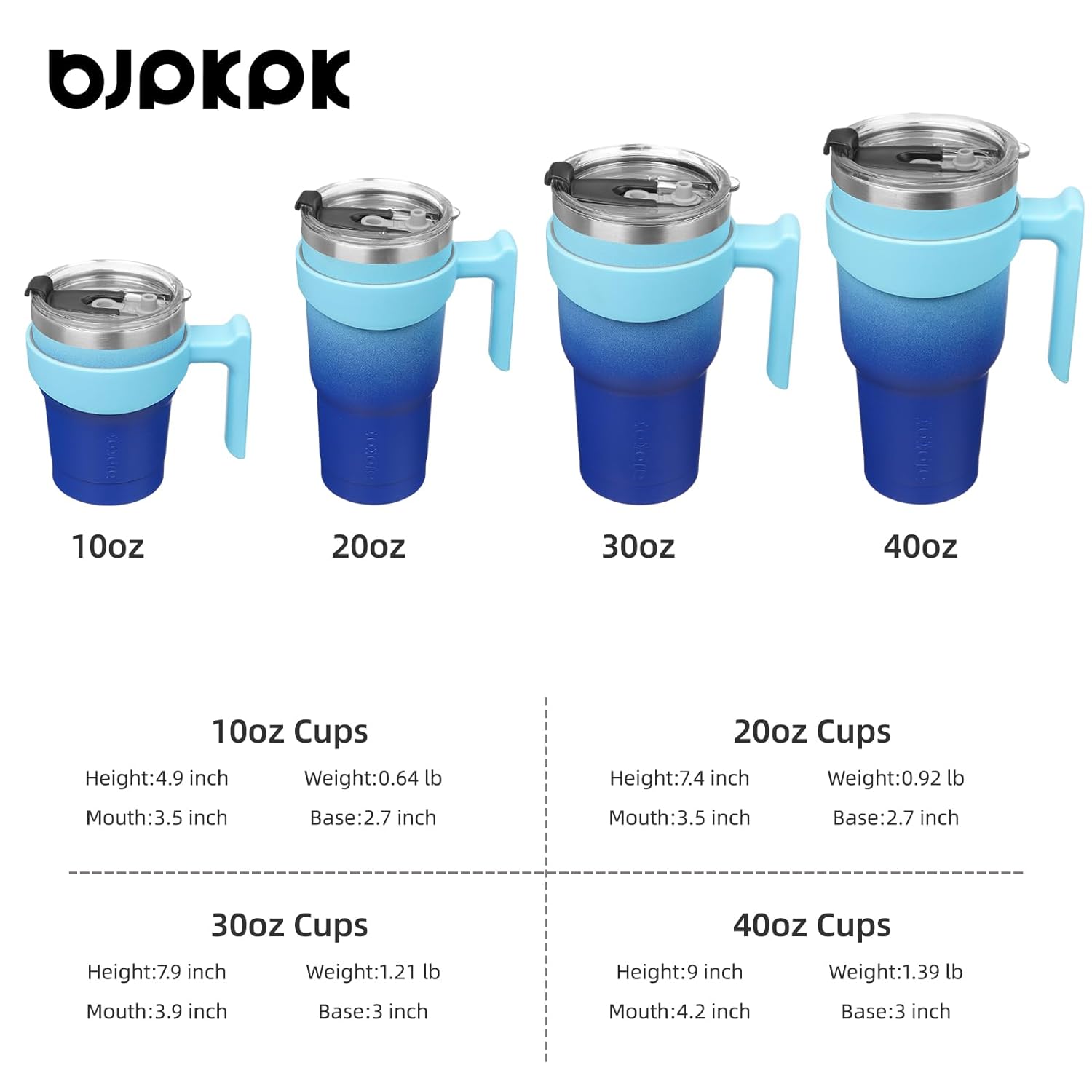 BJPKPK 30 oz Stainless Steel Insulated Tumbler Cups With Handle And Straw And Lid,Sky
