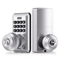 Keyless Entry Door Lock with Handle Knob - Digital Code Door Knob Handle Lock with Keypad - Smart Door Knob with Lock - Anti-peeping Password - Auto Lock - Easy Installation - Satin Nickel -ApeStellar