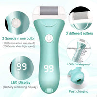 Foot Scrubber Electric Callus Remover, 18-in-1 Rechargeable Electric Foot File Hard Skin Remover IPX7 Waterproof Pedicure Tool with 3 Roller Heads and 2 Speeds for Dead Skin Remover Cracked Heels